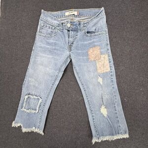 LEVI'S Slouch 504 Patchwork Distressed Cropped Jeans 30